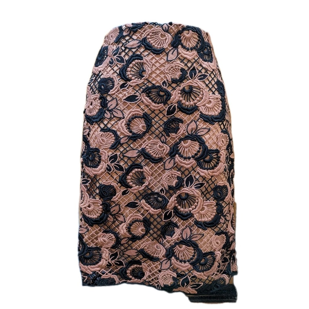 Ann Taylor Women's Size 0P Pink And Blue Crochet Lace Layered Pencil Skirt